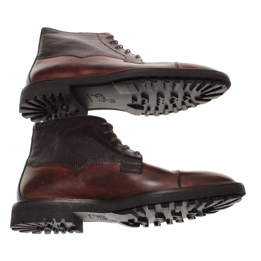 Pastori NWD Lace Up Chukka Boots Size 9 US in Brown Leather Made in Italy